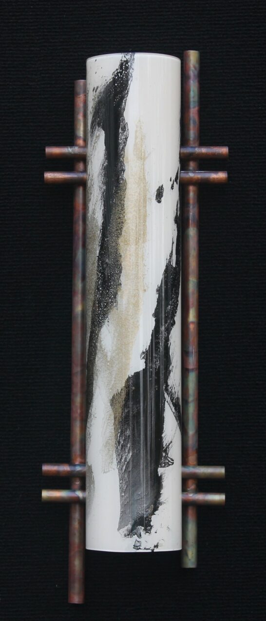 Terry Andrews Zen Light sculpture black ivory gold